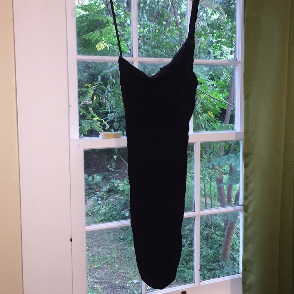BCBGMaxAzria Black One-Shoulder Mini Dress